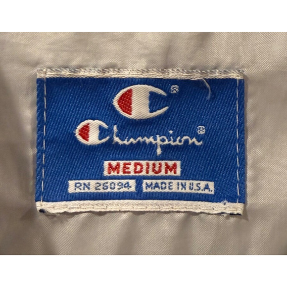 Vintage Champion Jacket Hoodie Medium Parka Zip Snap Closure Fully Lined Blue - Picture 4 of 14